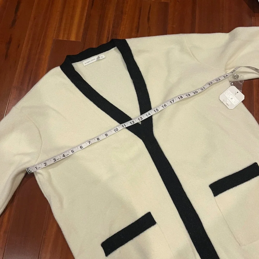 Altard State Cardigan Sweater Cream Black Trim Rich Girl Cozy Knit New Sz Medium